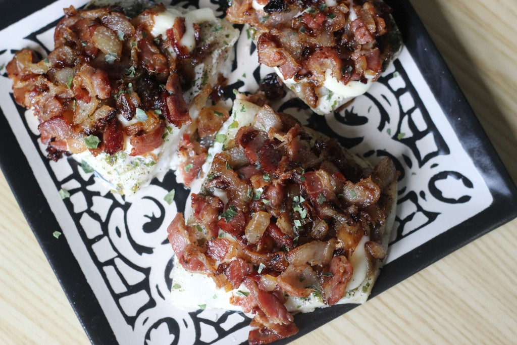 Baked Cod with Crispy Bacon + Onions