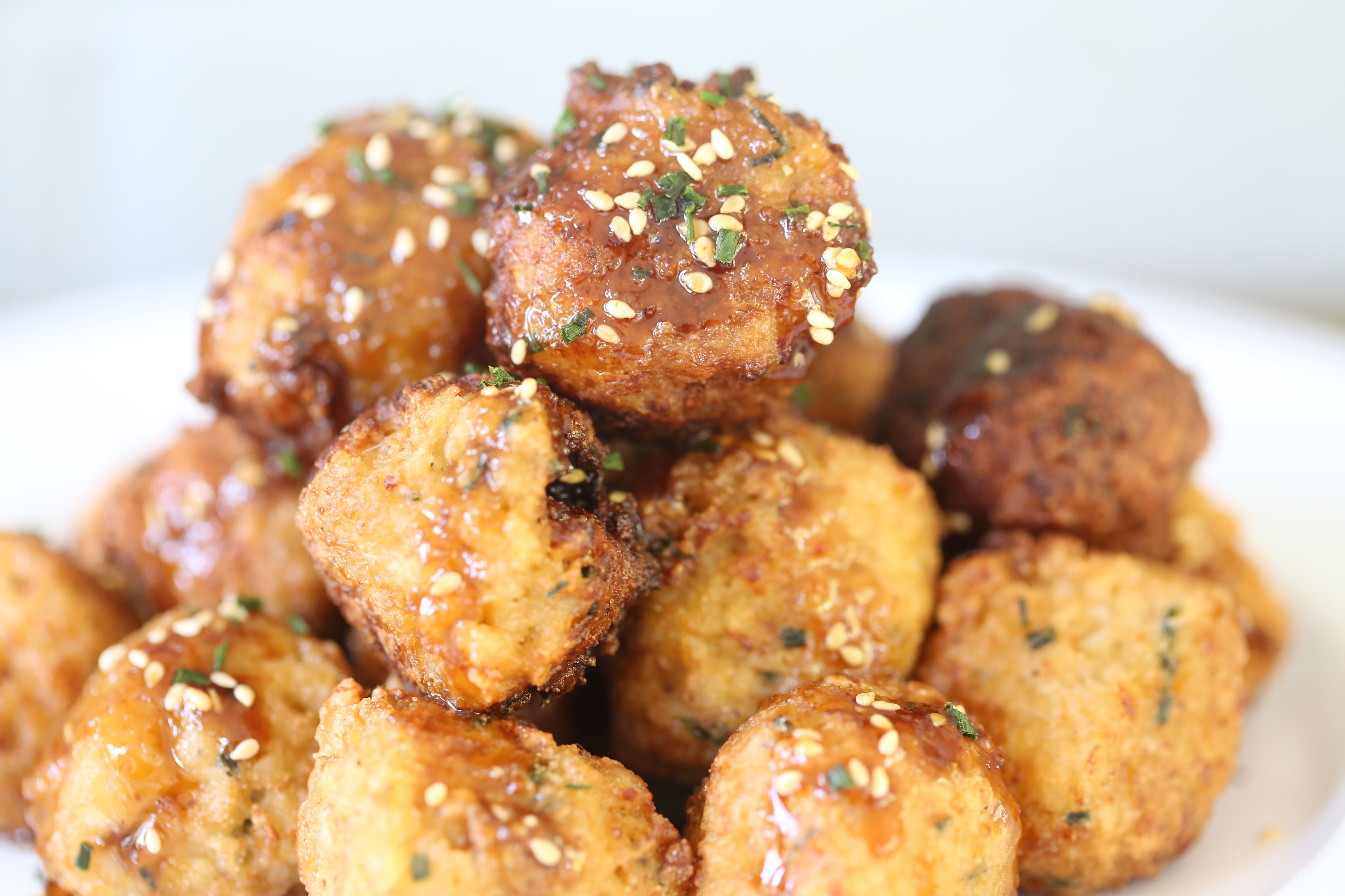Paleo Caulifritters with General Tso's Glaze