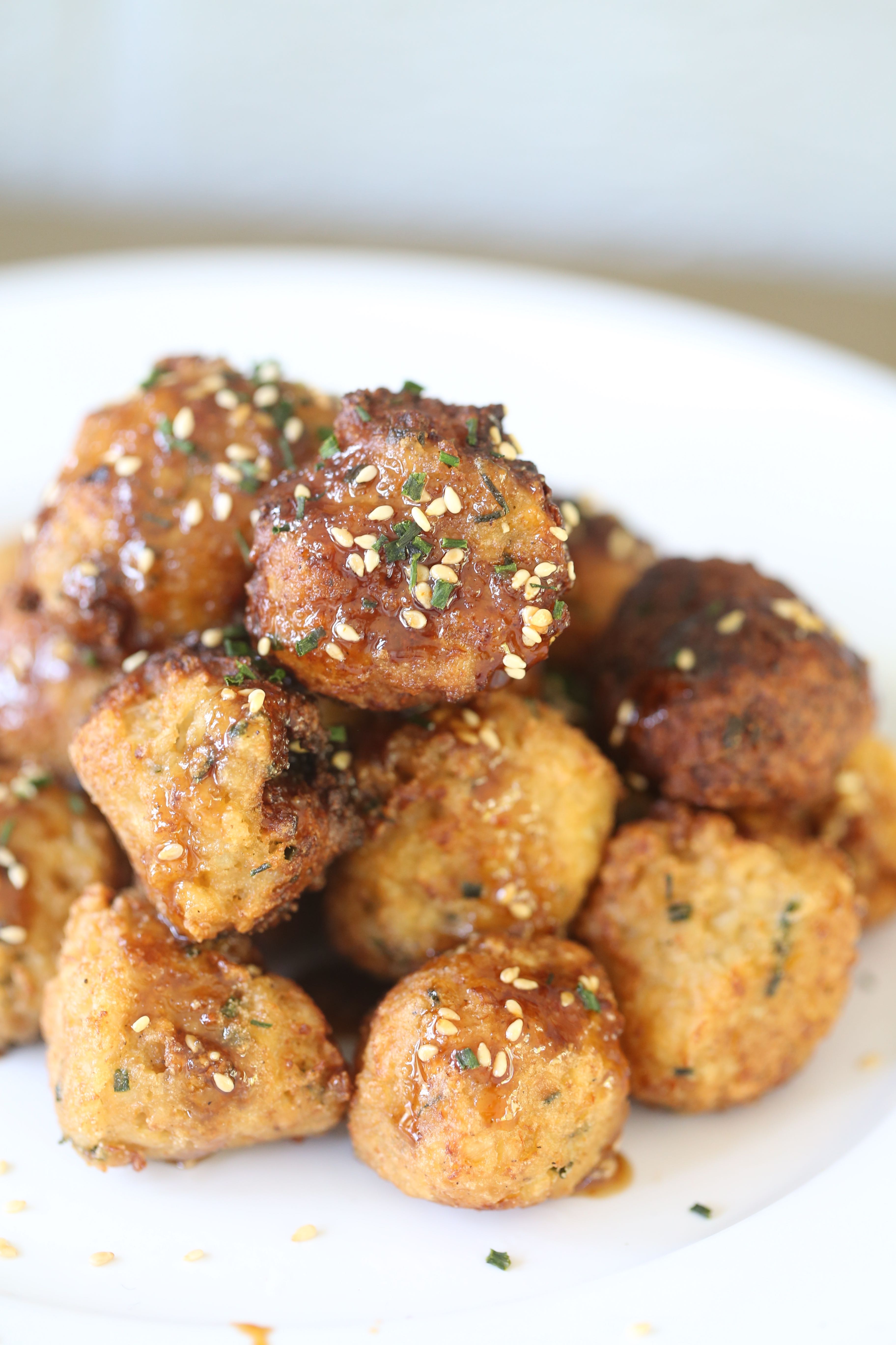 Paleo Caulifritters with General Tso's Glaze