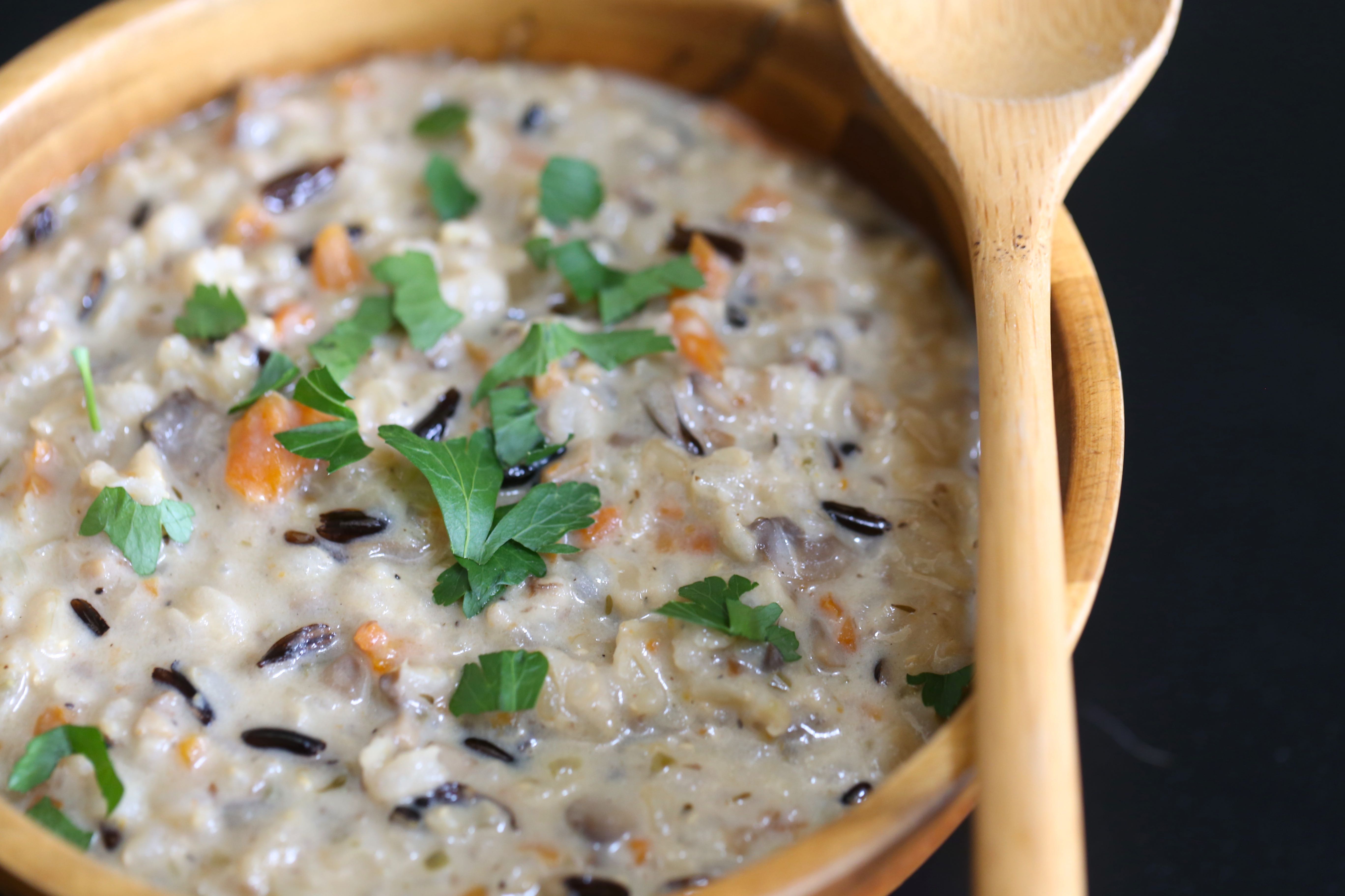 Instant Pot Dairy Free Mushroom and Wild Rice Soup