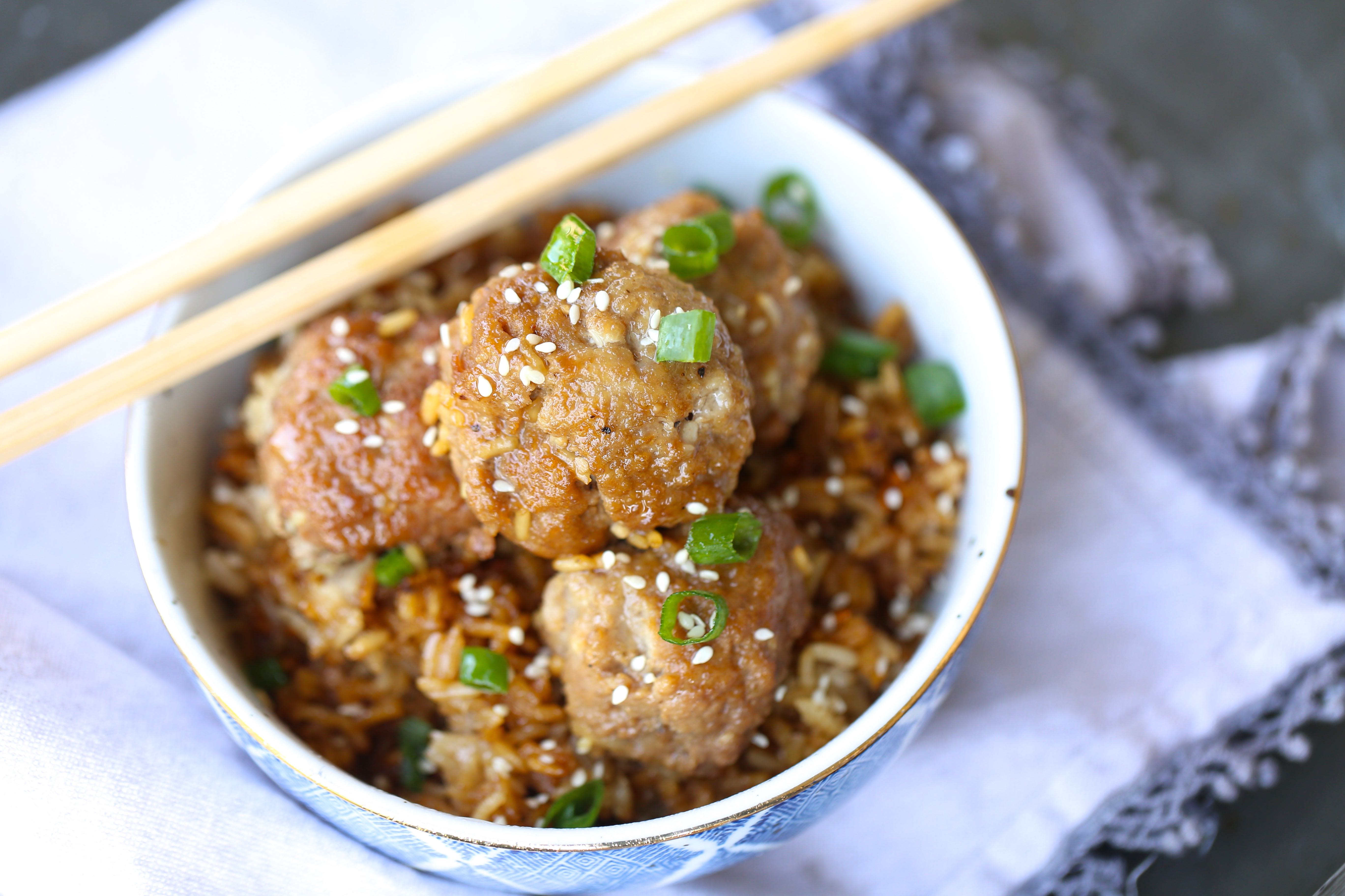 Instant Pot General Tso's Meatballs and Rice