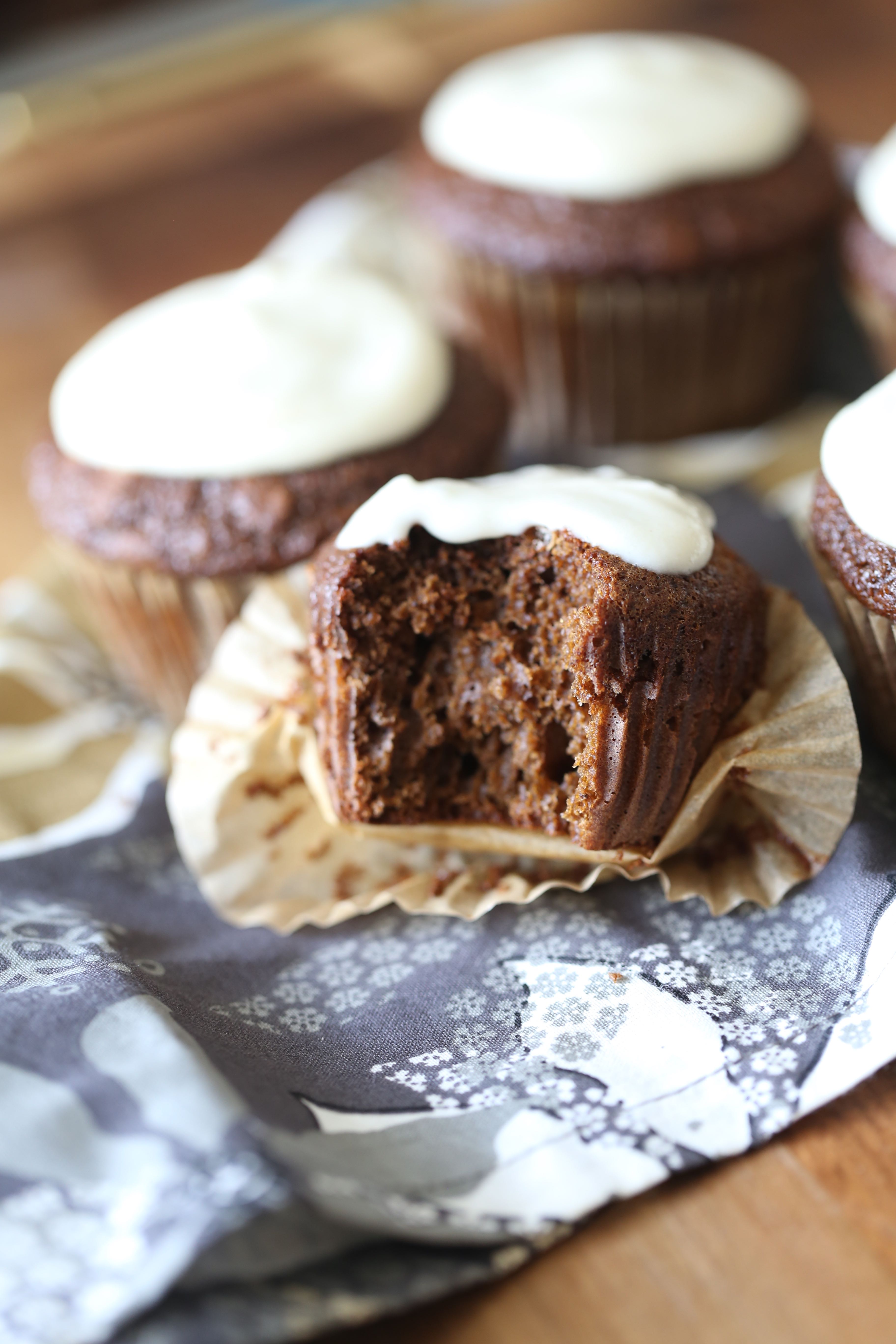 Legit Gingerbread Muffins with Cream Cheese Frosting
