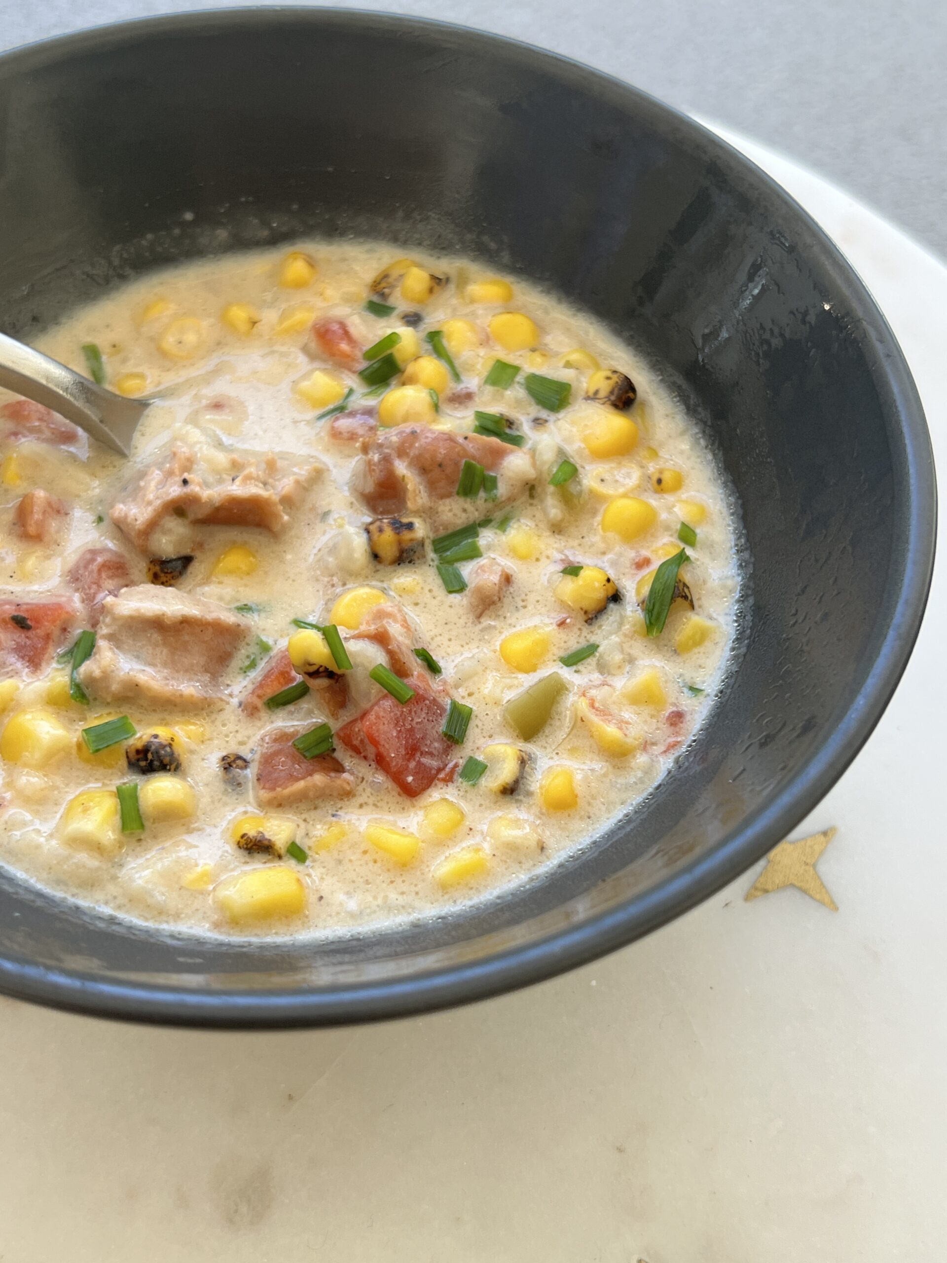 Gluten Free Chicken Sausage and Roasted Corn Chowder